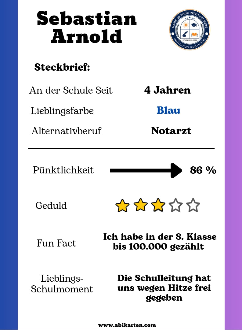 Sammelkarte Rückseite